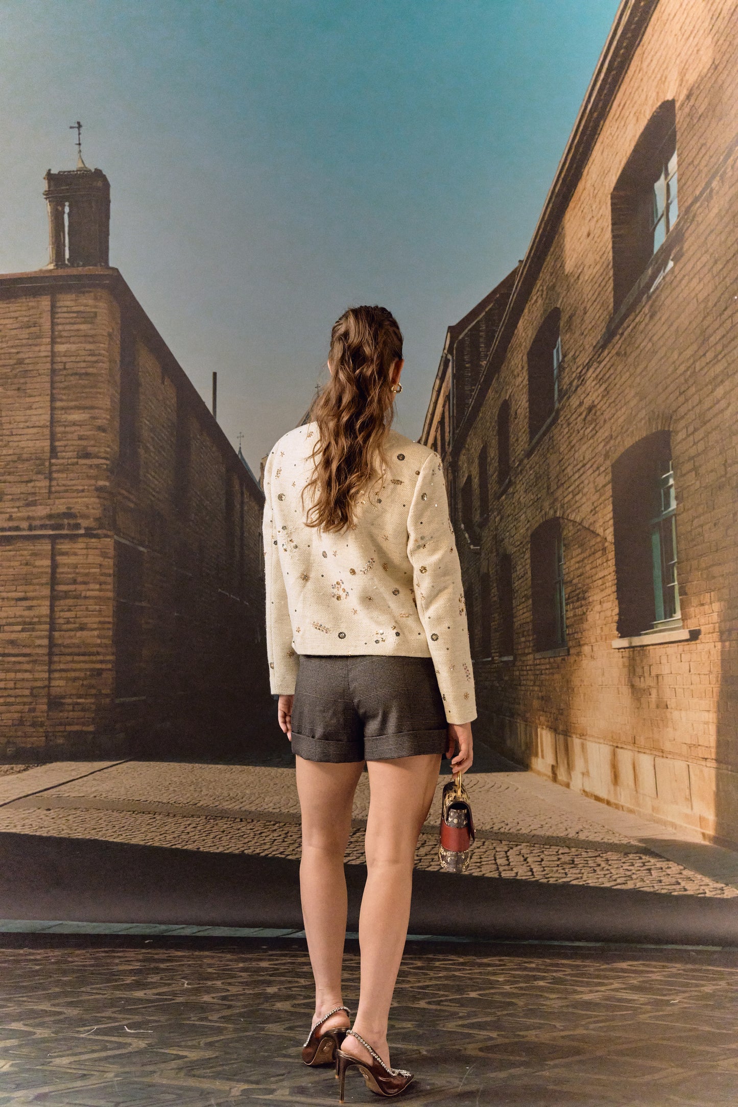 Tweed Jacket with hand embroidery - Biscuit