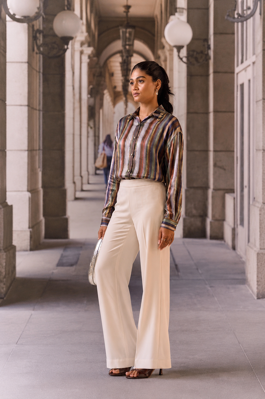 Striped Silk Crepe Shirt