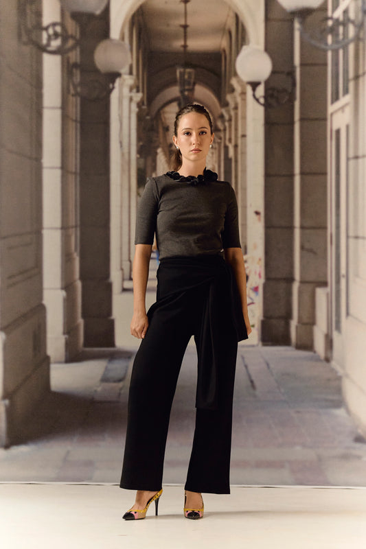 Knit lounge pants with Tie up waist