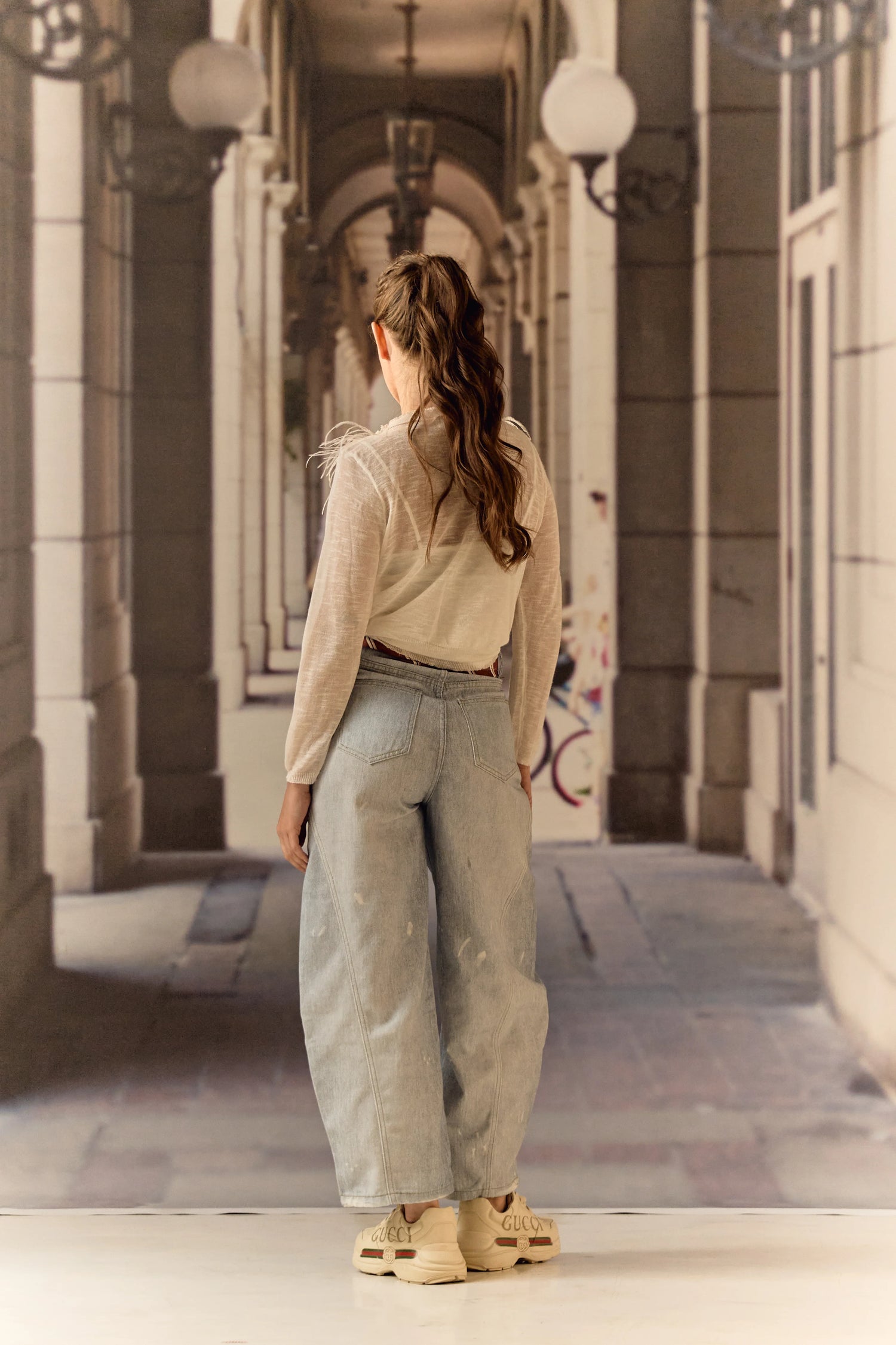 Light blue hand-painted Balloon Jeans