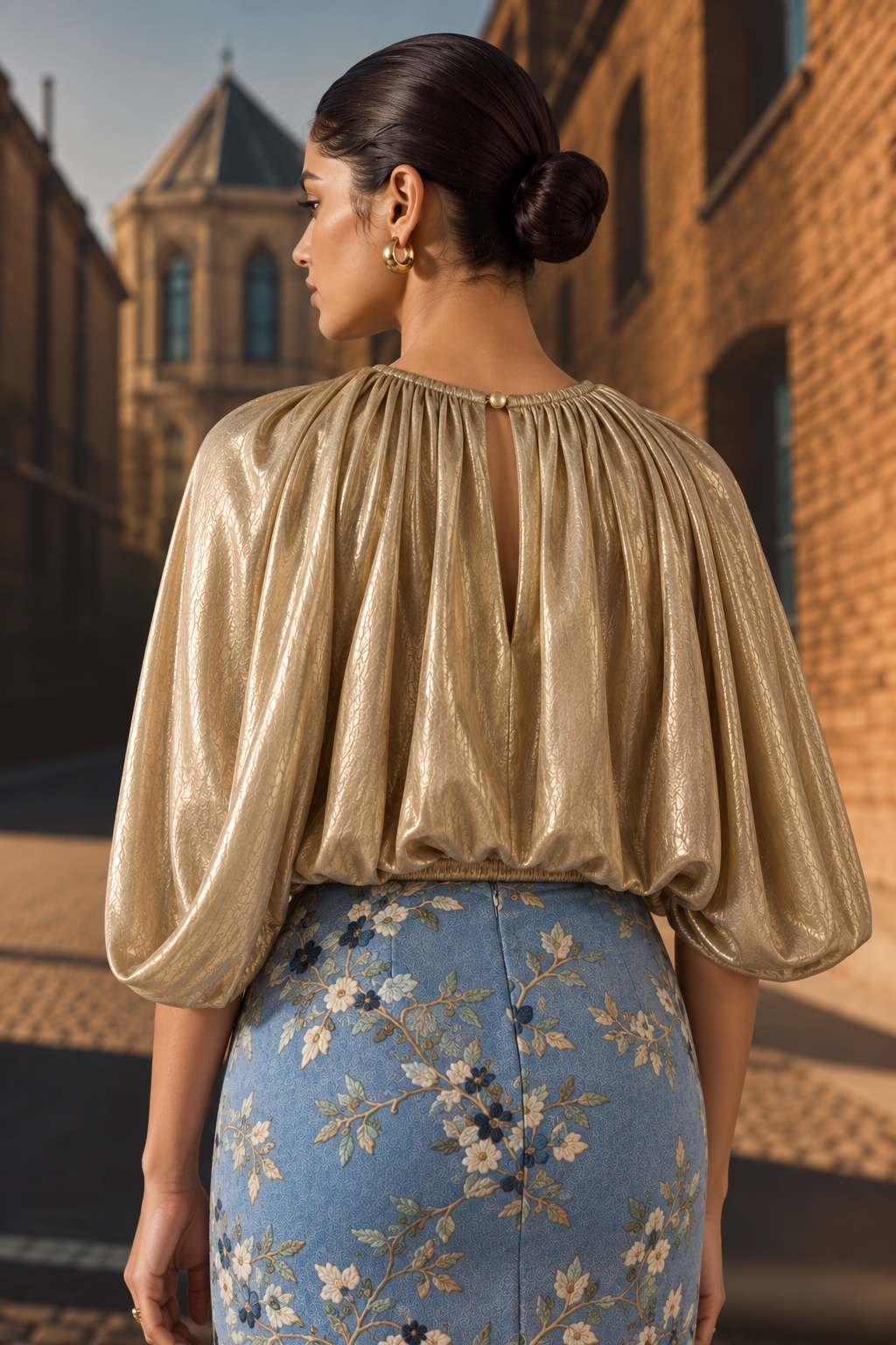 Metallic Gold Draped Halter Top