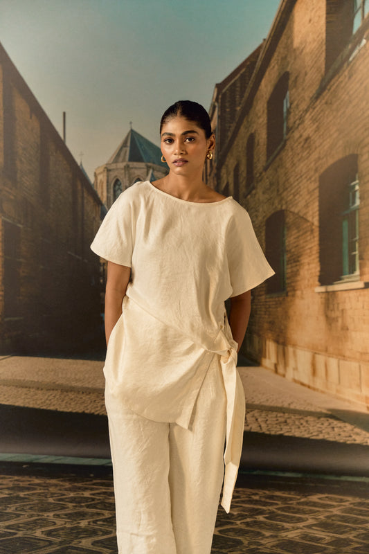 Ecru Evening Drape co-ord set