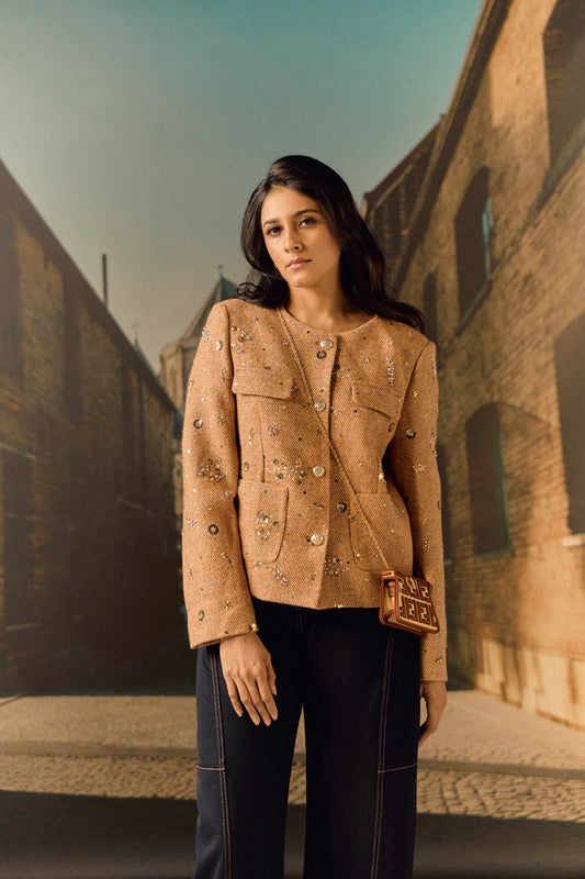 Tweed Jacket with hand embroidery