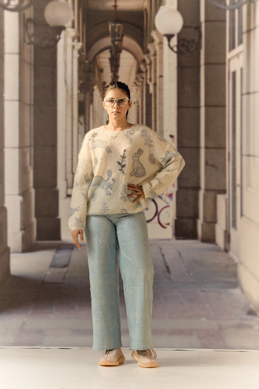 White rabbit cardigan