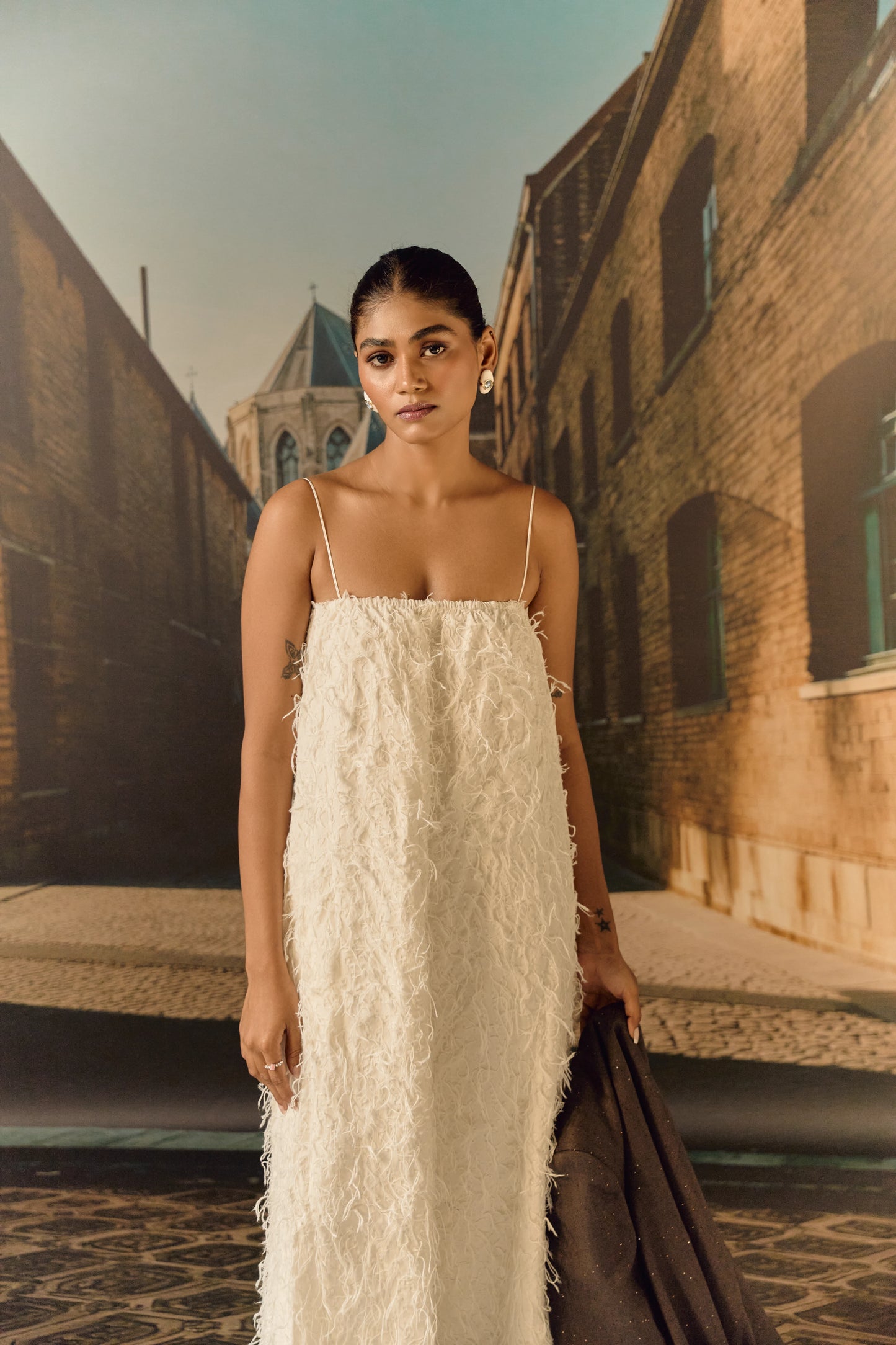 Texture midi dress - White