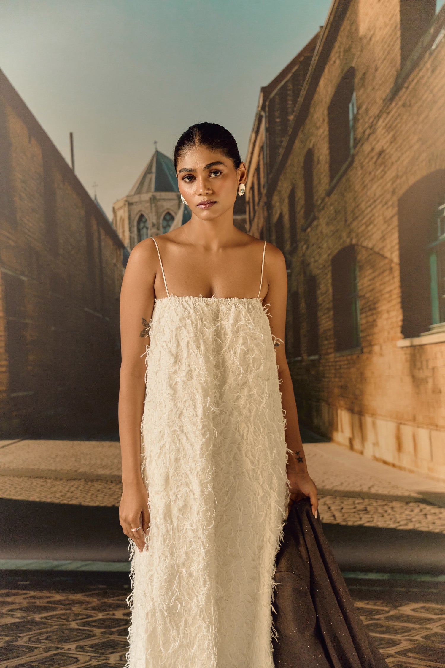 Texture midi dress - White