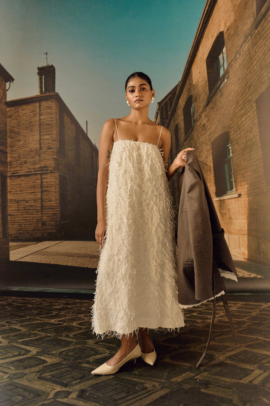 Texture midi dress - White