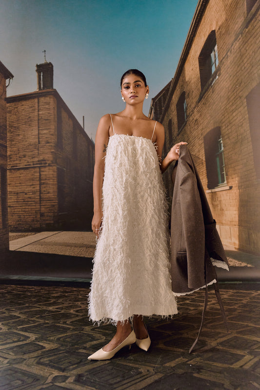 Texture midi dress - White