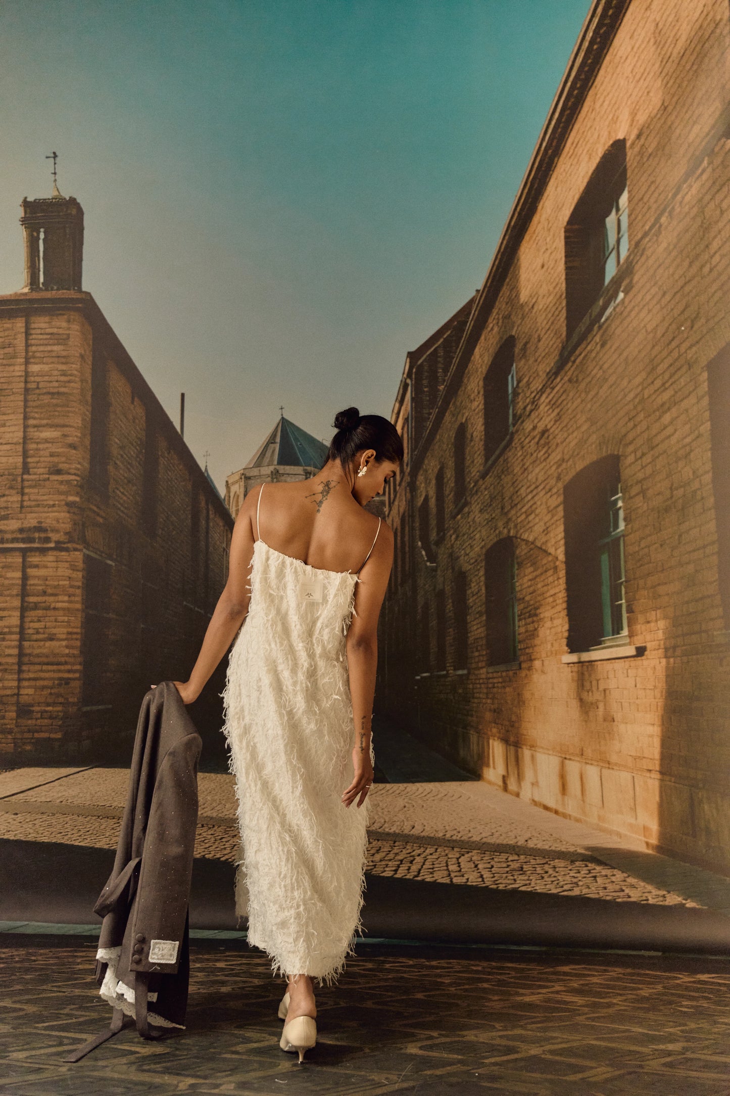 Texture midi dress - White