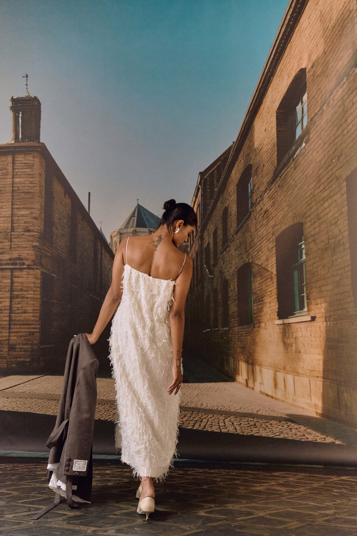Texture midi dress - White