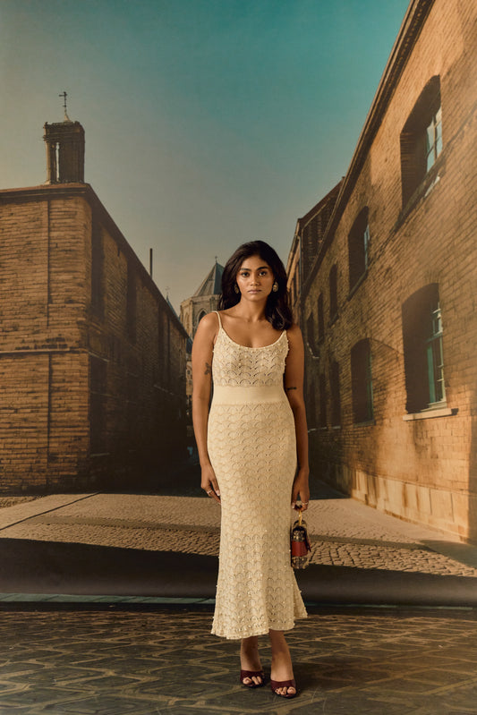 Knit midi strap dress