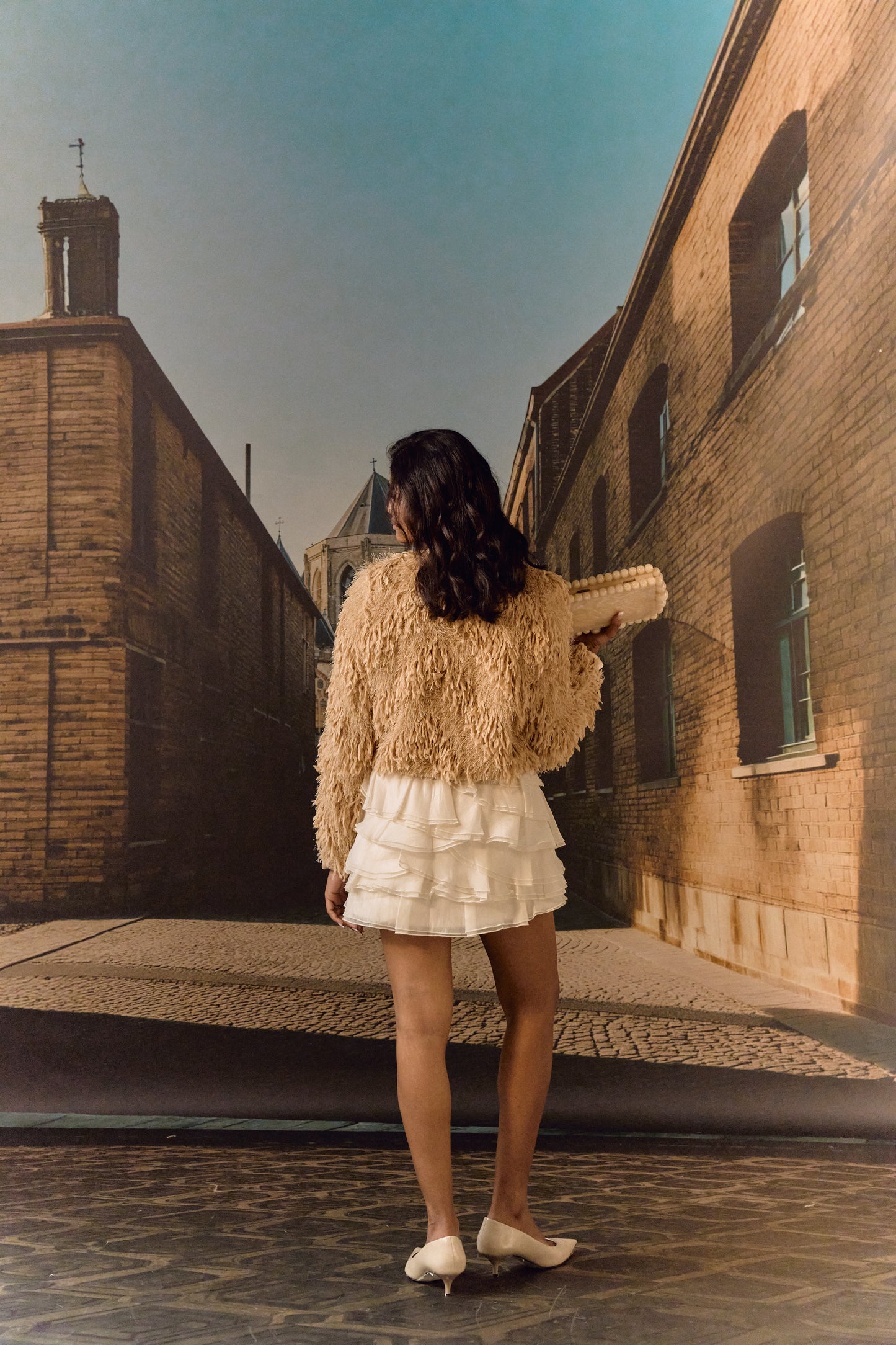 Ivory Ruffle Layered Mini skirt