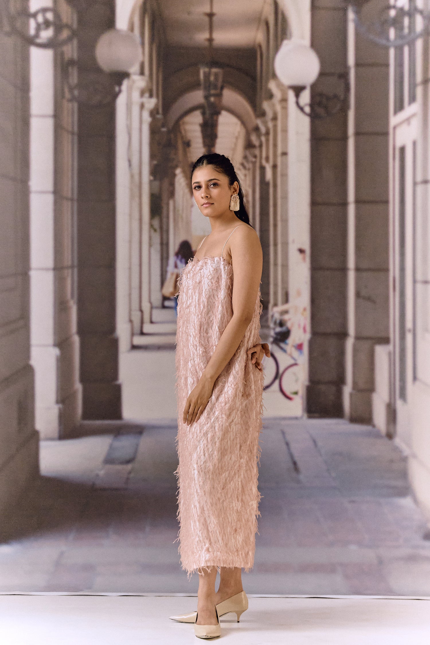 Texture midi dress - Powder pink