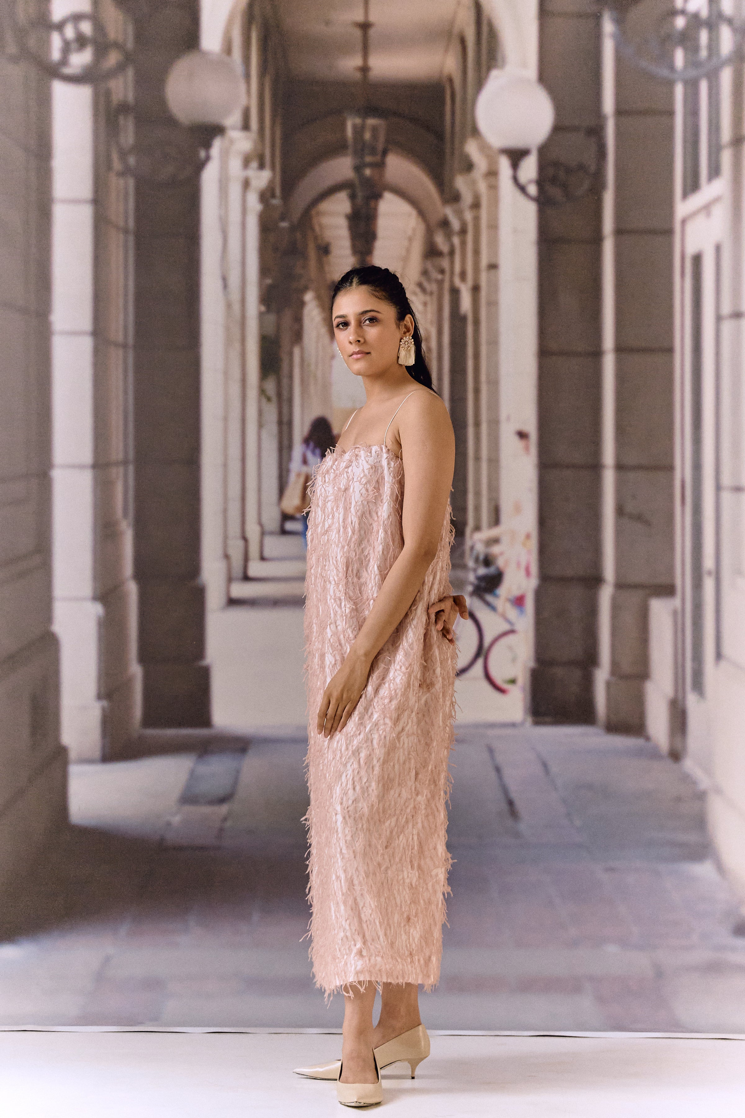 Texture midi dress - Powder pink