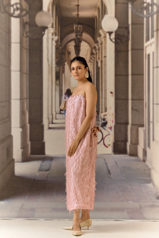 Texture midi dress - Powder pink