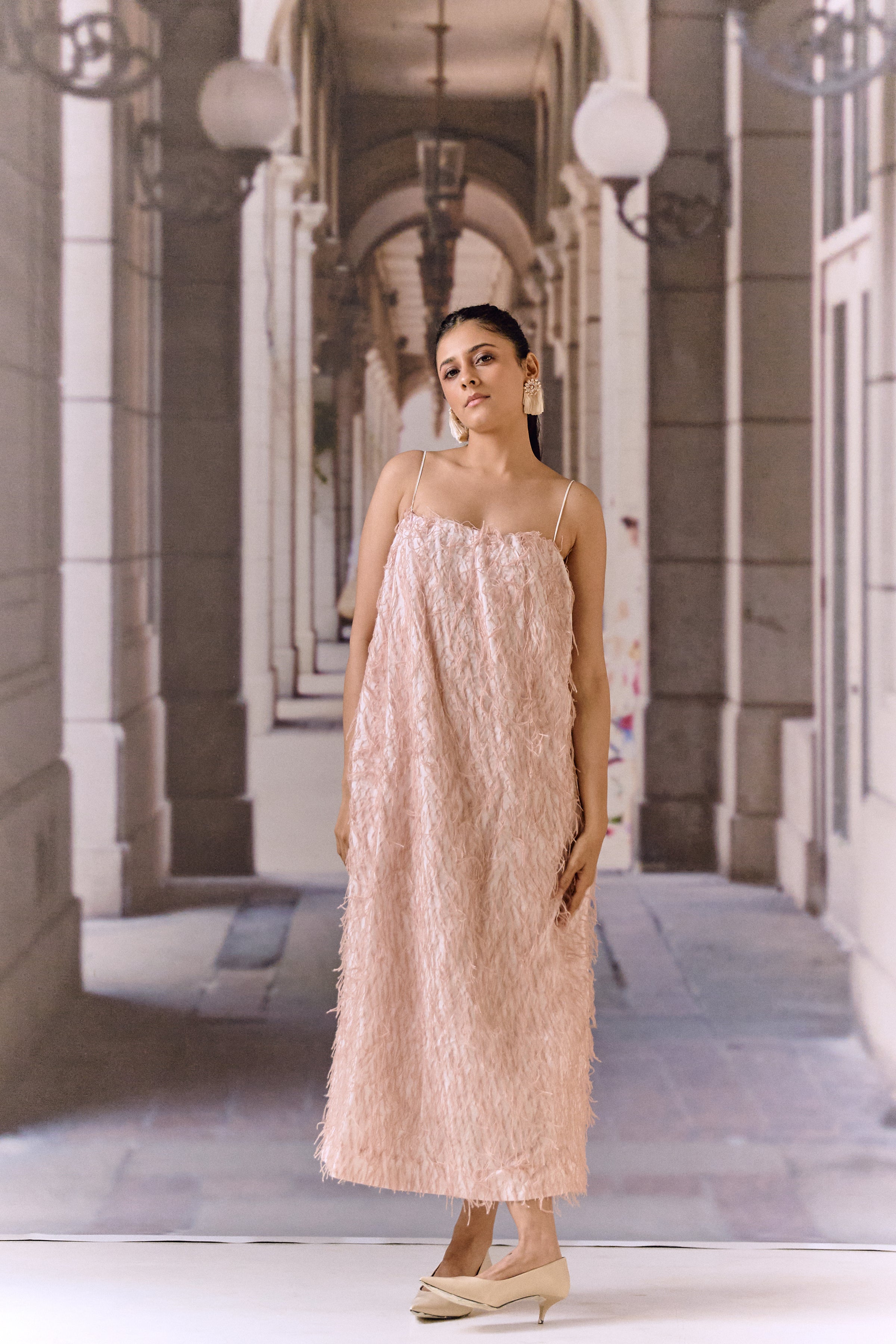 Texture midi dress - Powder pink