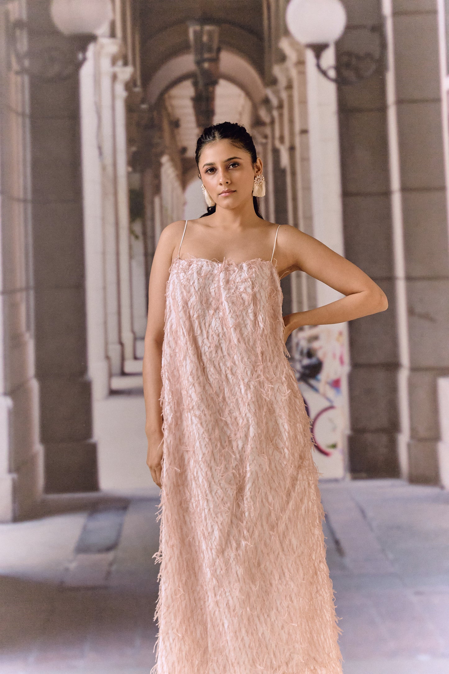 Texture midi dress - Powder pink