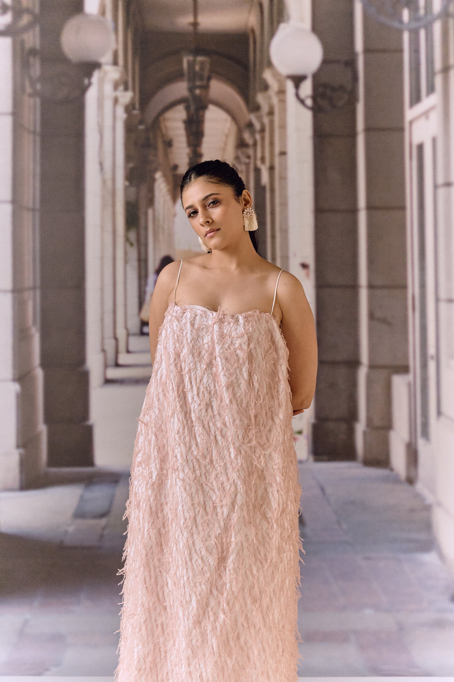 Texture midi dress - Powder pink