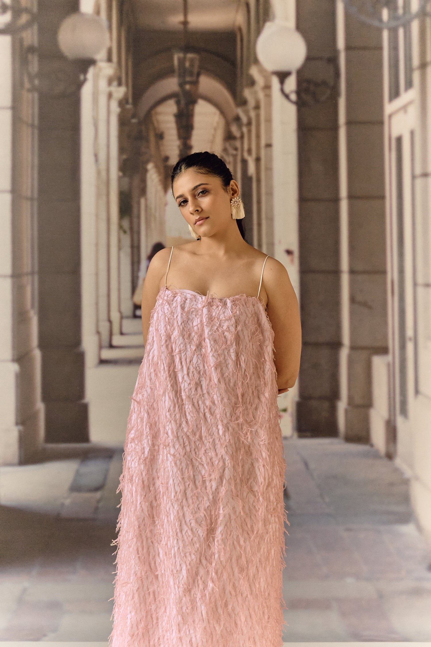 Texture midi dress - Powder pink