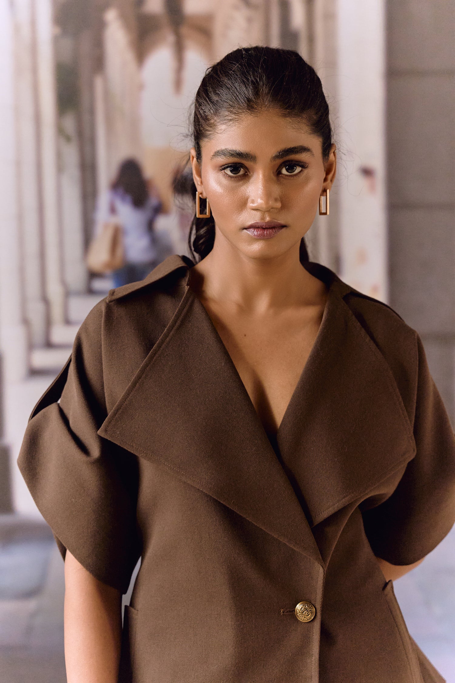 Exag collar blazer co ord set - Coffee