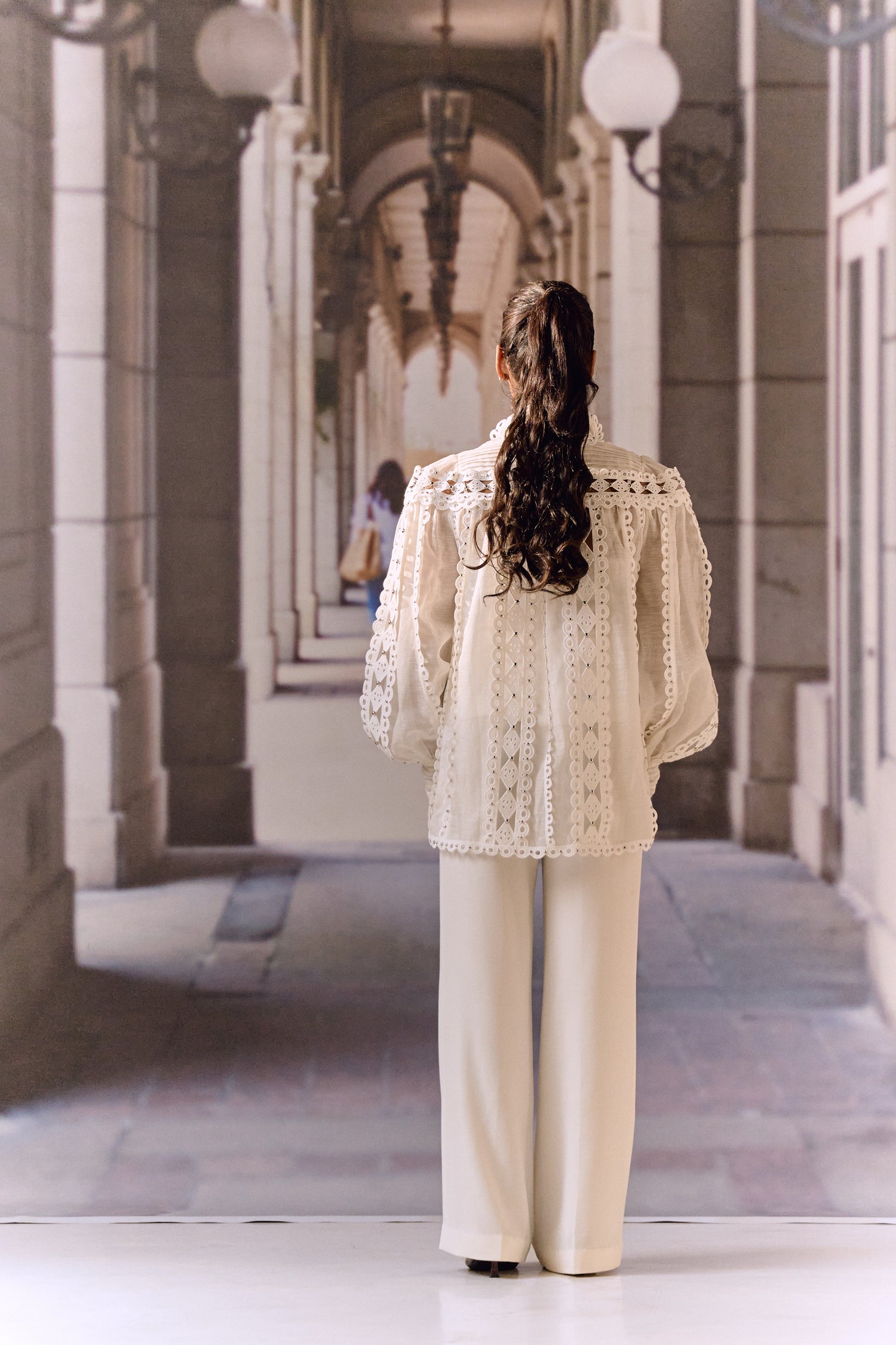 Cutwork Silk Linen Blouse