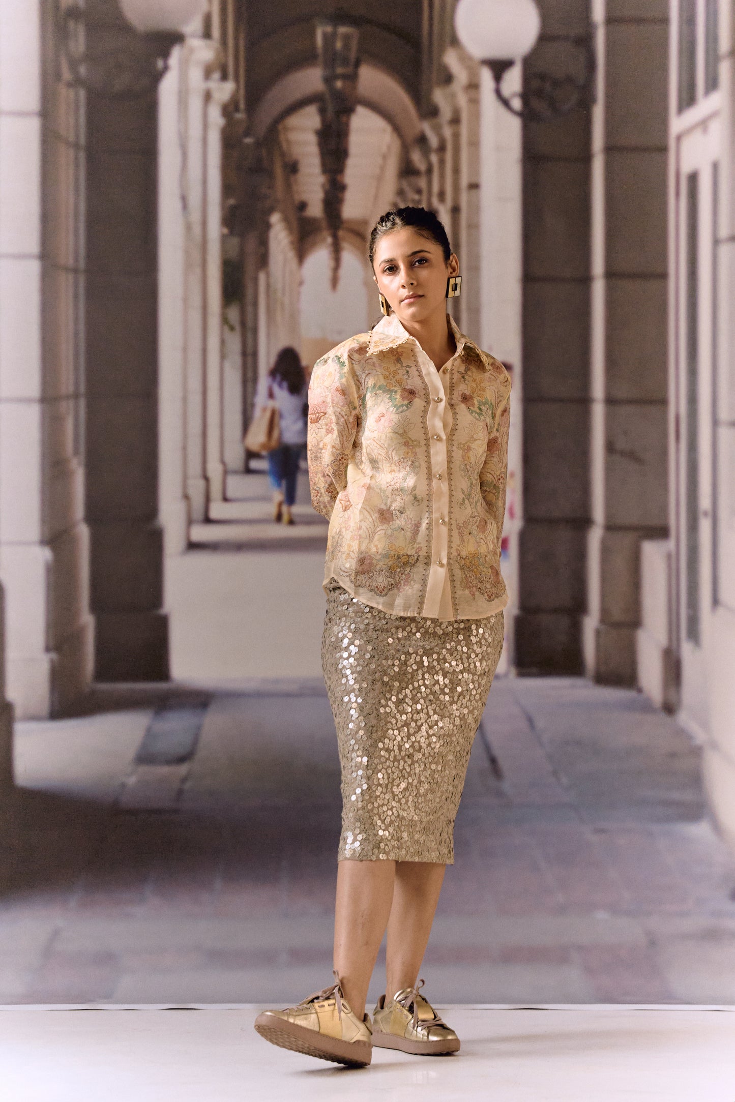 Digital Print Silk Linen Blouse (2 pc)