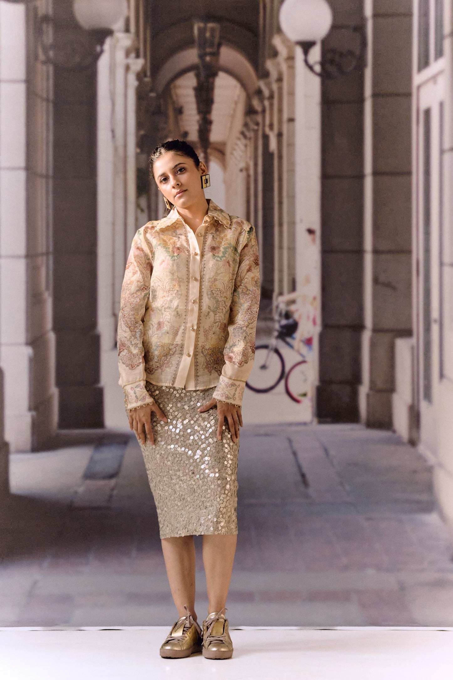 Digital Print Silk Linen Blouse (2 pc)