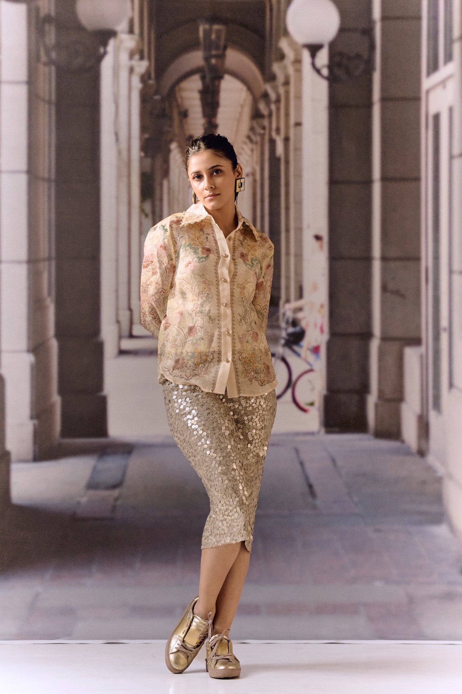 Digital Print Silk Linen Blouse (2 pc)