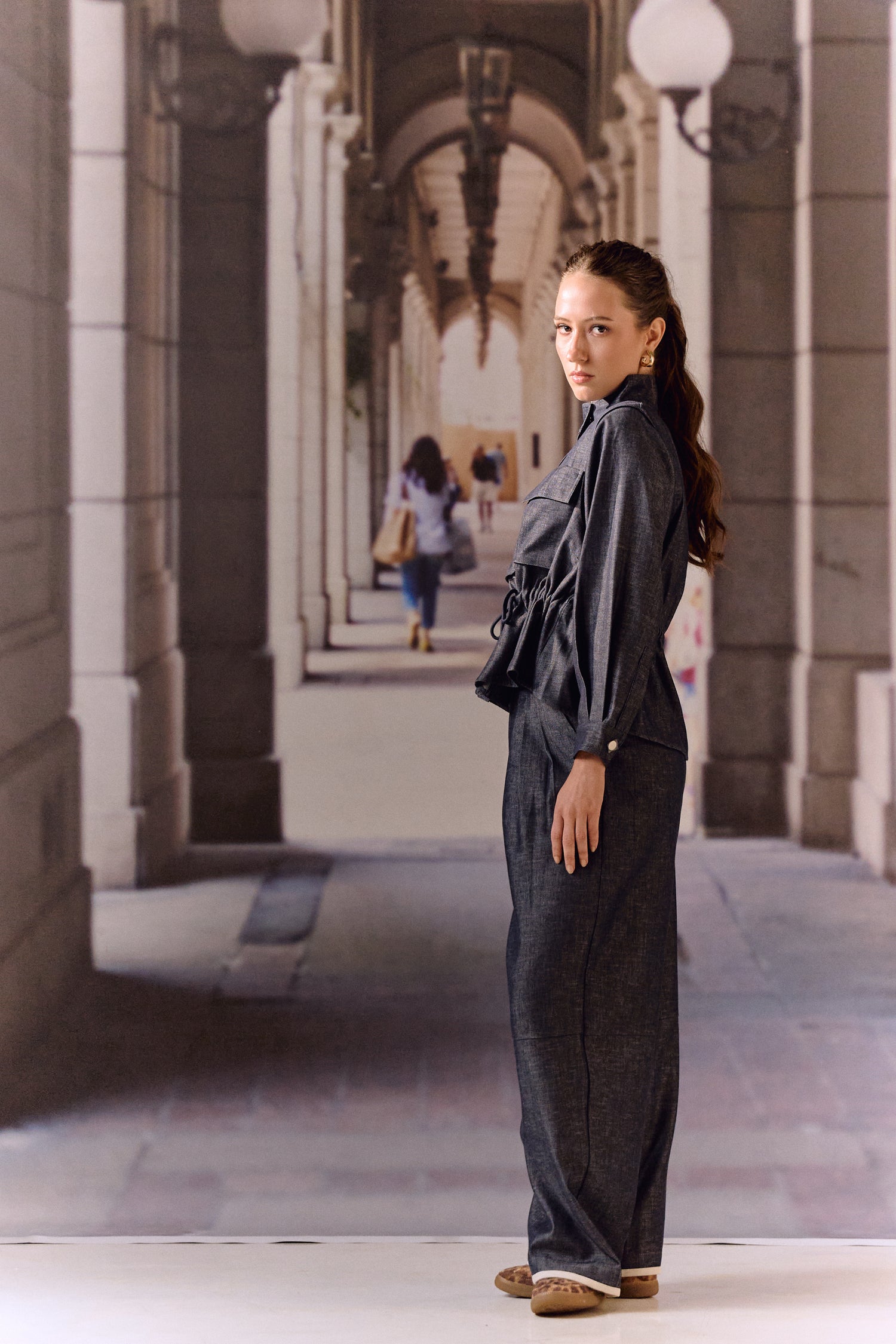 Denim Linen detach sleeve co-ord set