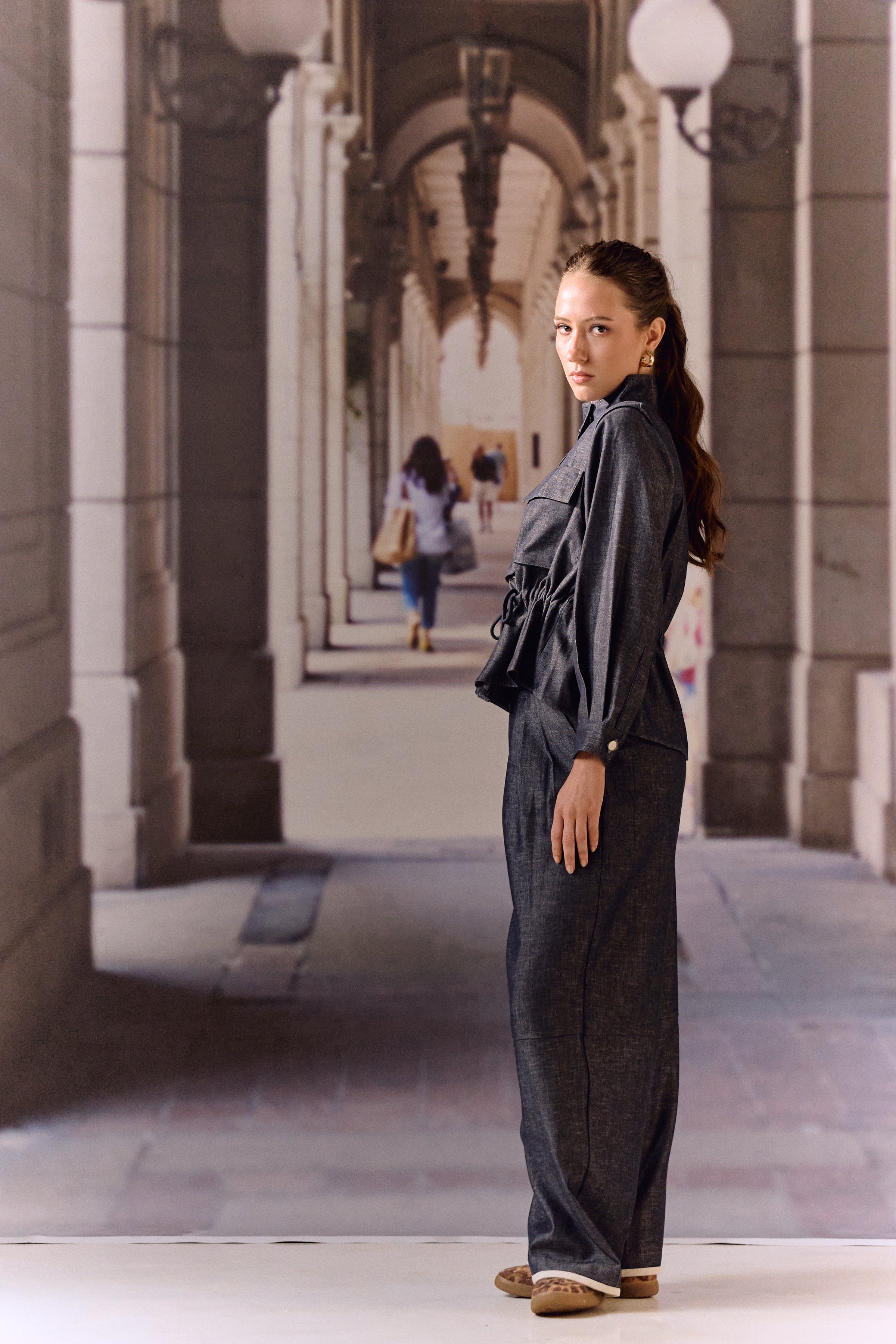 Denim Linen detach sleeve co-ord set