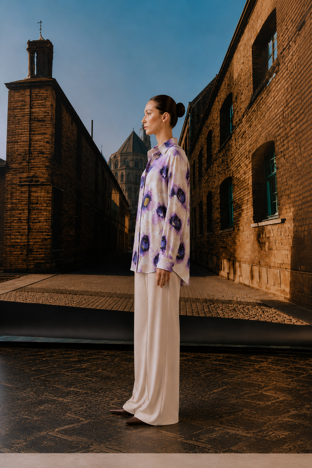 Beaded bloom lavender shirt